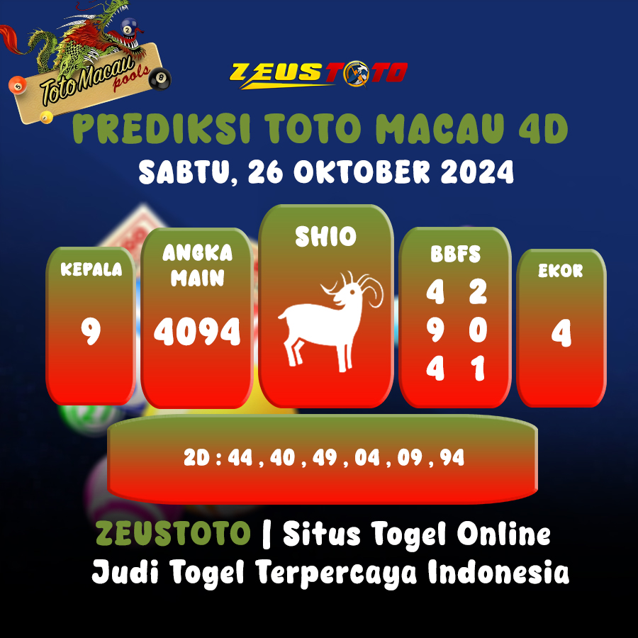 PREDIKSI KELUARAN TOTO MACAU 4D