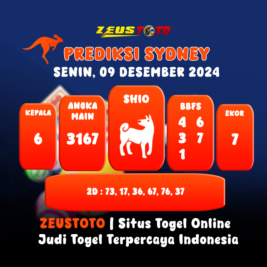 PREDIKSI TOGEL SYDNEY HARI INI 09 DESEMBER 2024