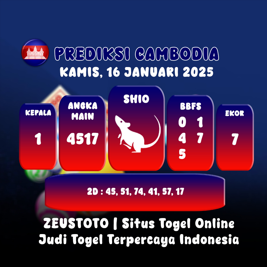 PREDIKSI TOGEL CAMBODIA HARI INI 16 JANUARI 2025