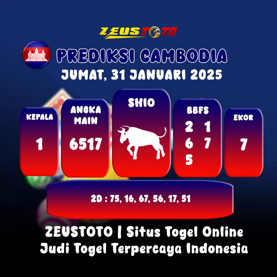 PREDIKSI TOGEL CAMBODIA HARI INI 31 JANUARI 2025