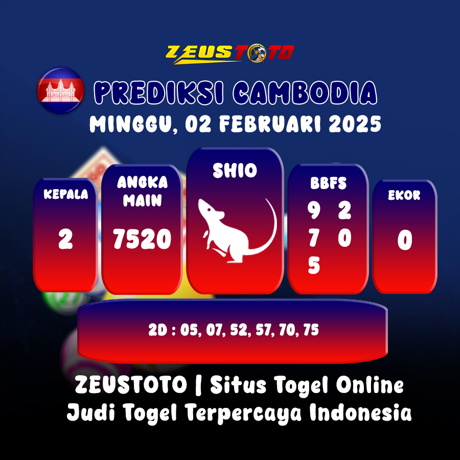 PREDIKSI TOGEL CAMBODIA HARI INI 02 FEBRUARI 2025