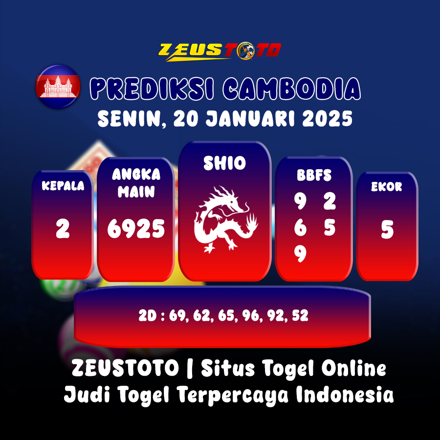 PREDIKSI TOGEL CAMBODIA HARI INI 20 JANUARI 2025