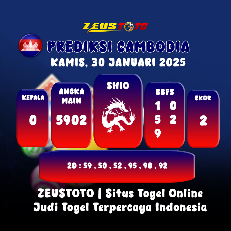 PREDIKSI TOGEL CAMBODIA HARI INI 30 JANUARI 2025