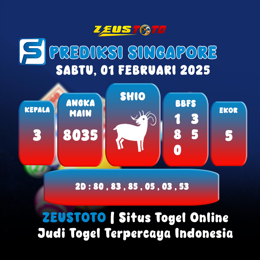 PREDIKSI TOGEL SINGAPORE HARI INI 01 FEBRUARI 2025