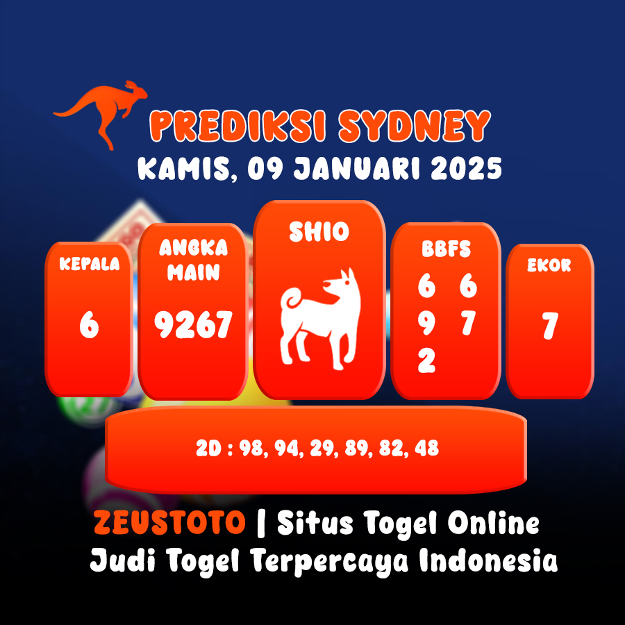 PREDIKSI TOGEL SYDNEY HARI INI 09 JANUARI 2025