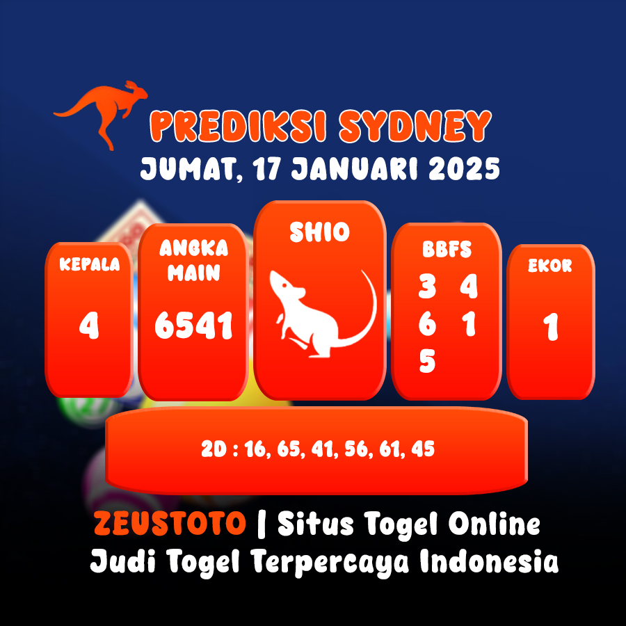 PREDIKSI TOGEL SYDNEY HARI INI 17 JANUARI 2025