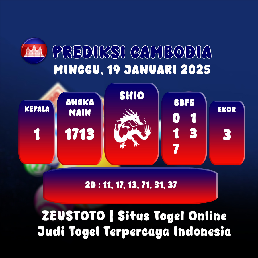 PREDIKSI TOGEL CAMBODIA HARI INI 19 JANUARI 2025