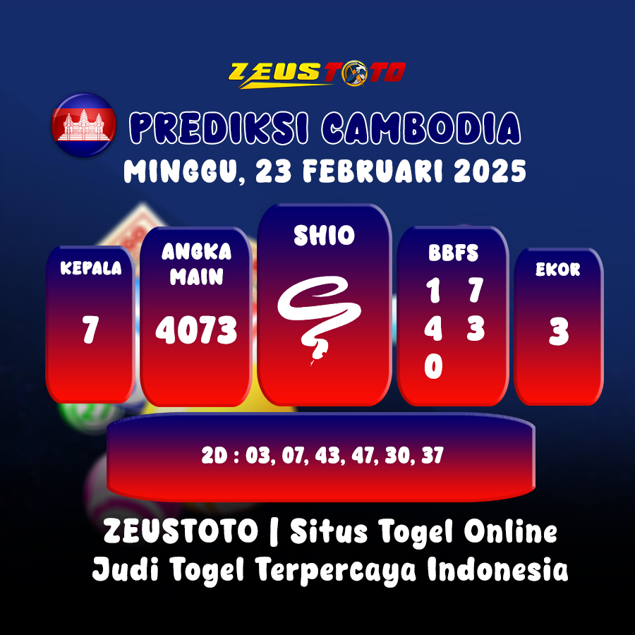 PREDIKSI TOGEL CAMBODIA HARI INI 23 FEBRUARI 2025